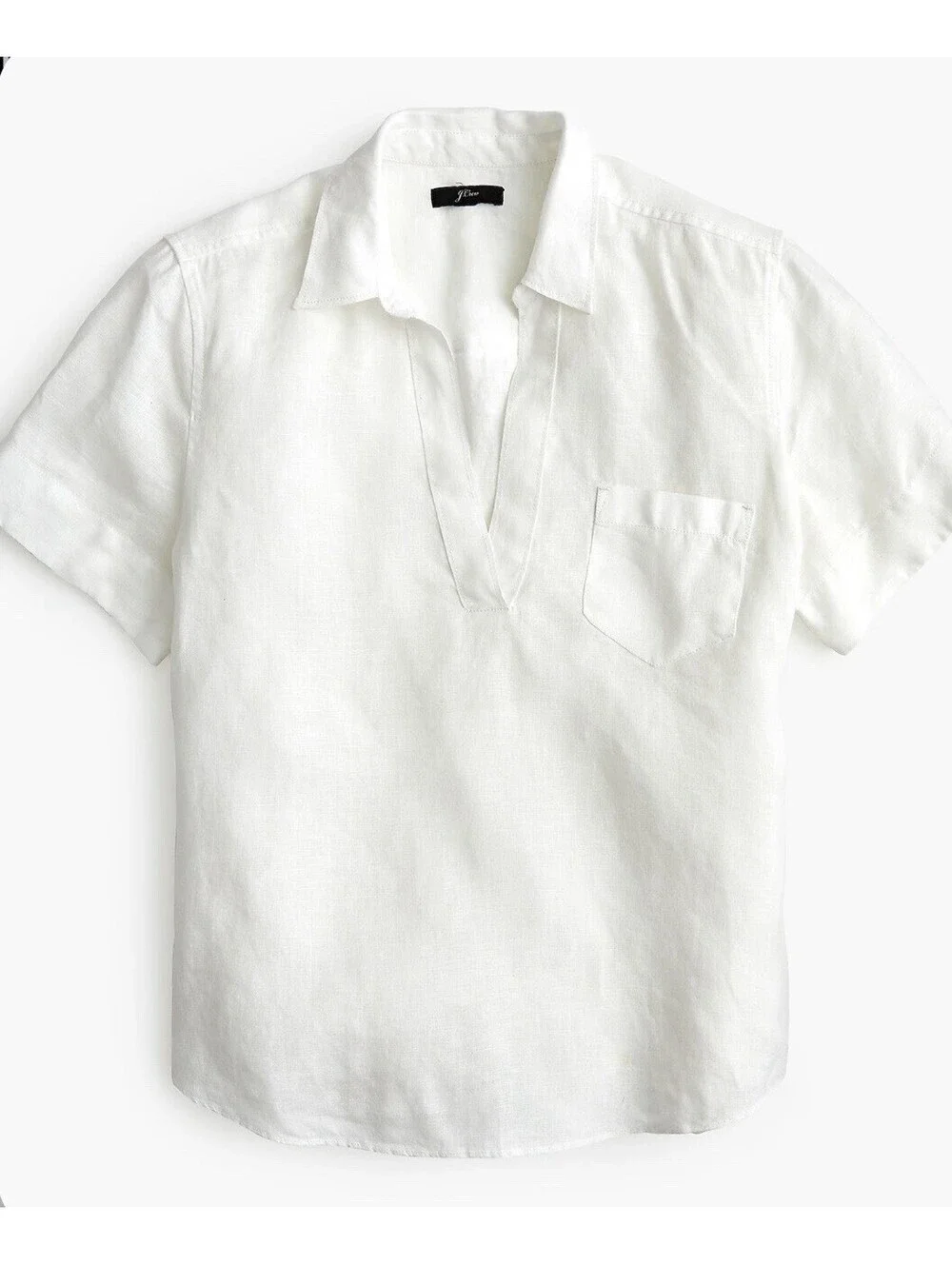 J.CREW Women’s Short-Sleeve Linen Popover In White-Size XS